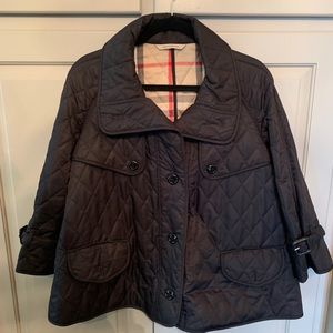 Burberry Quilted Swing Jacket w/ Bracelet Sleeves